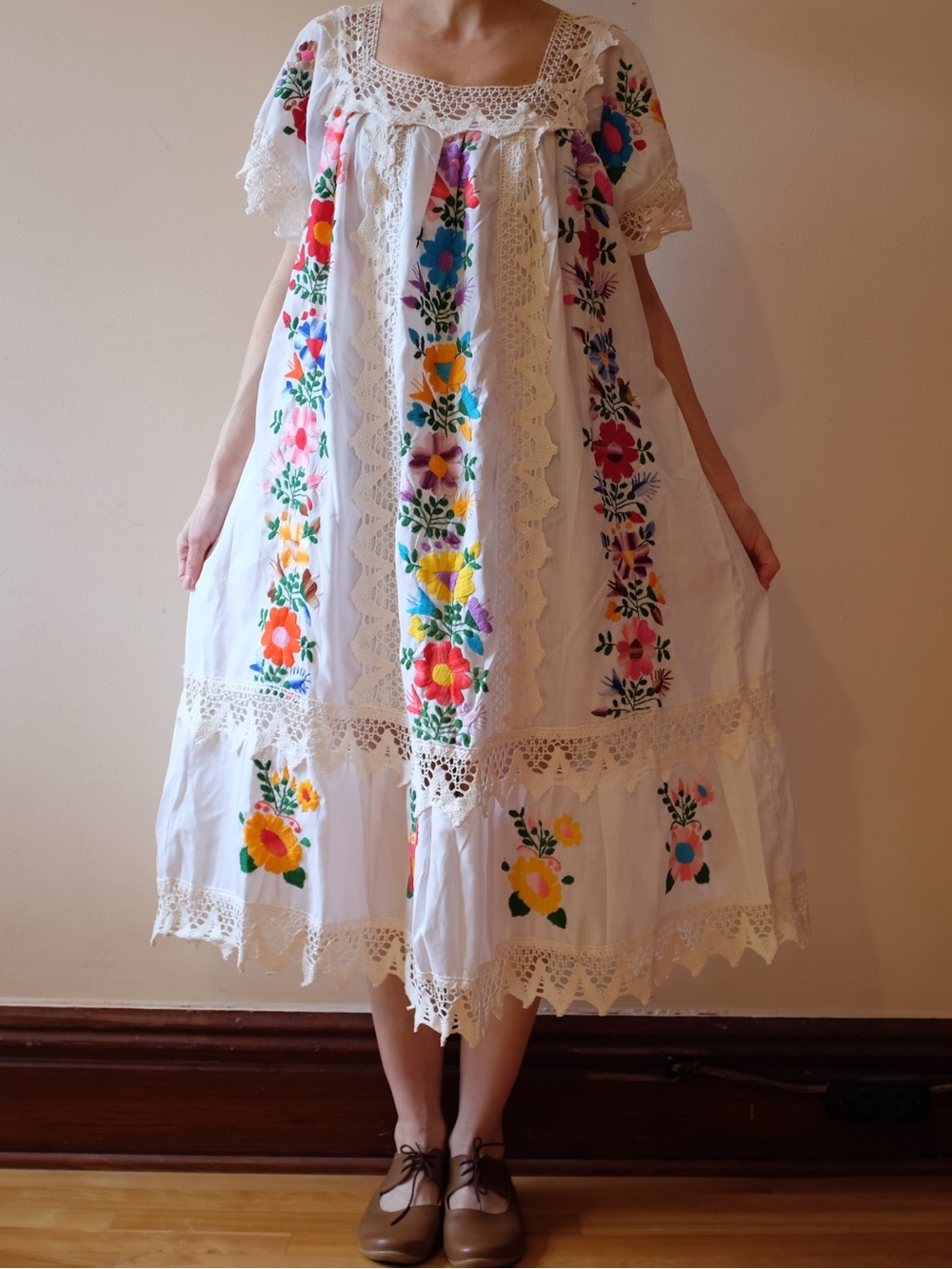 Crochet emboidered dress